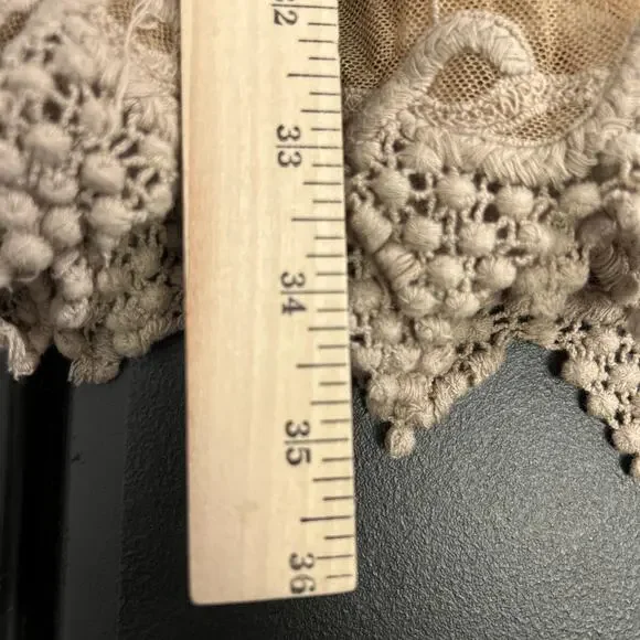 Ryu Sweater Dress Womens XL Beige Cowl Neck Lace Hem Boho Feminine Artsy - Picture 10 of 14